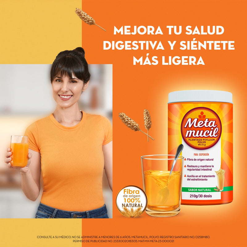 Fibra Natural Metamucil Plantago Psyllium En Polvo 210g