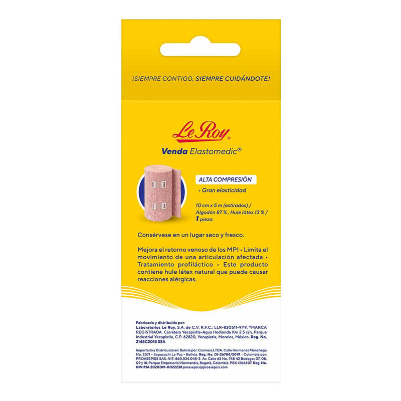 Venda Elastomedic De Alta Compresión Le Roy 10cm X 5m Caja Con 1 Pz