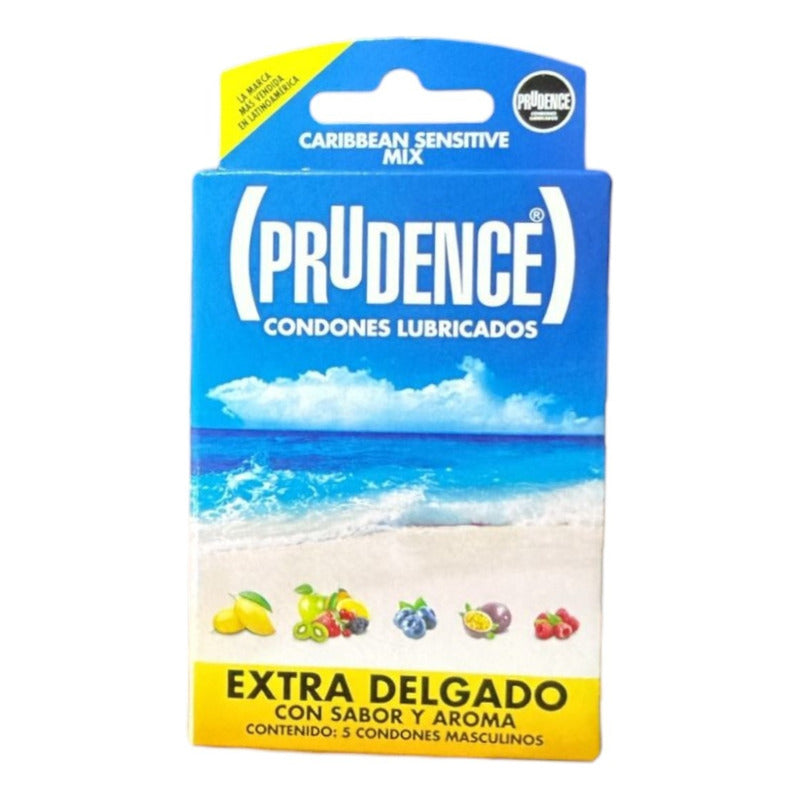 Condones Látex Prudence Sabor Y Aroma Caribbean 5 Condones