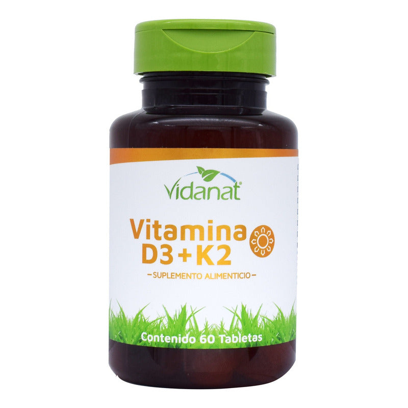 Vidanat Vitamina D3 + K2 Vidanat 60 Tabletas Suplemento Sin Sabor