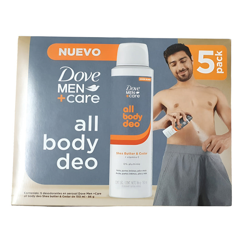 Pack 5 Dove Men All Body Deo 150ml C/u - Neutra