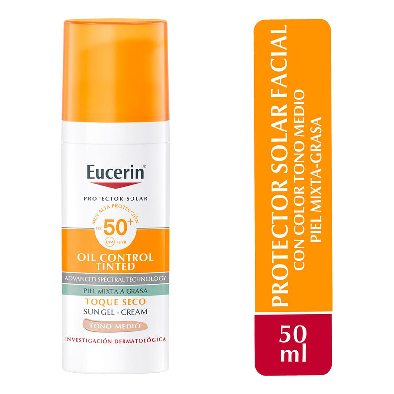 Eucerin Oil Control Toque Seco Protector Solar Facial Medio Fps50 50ml Gel Crema