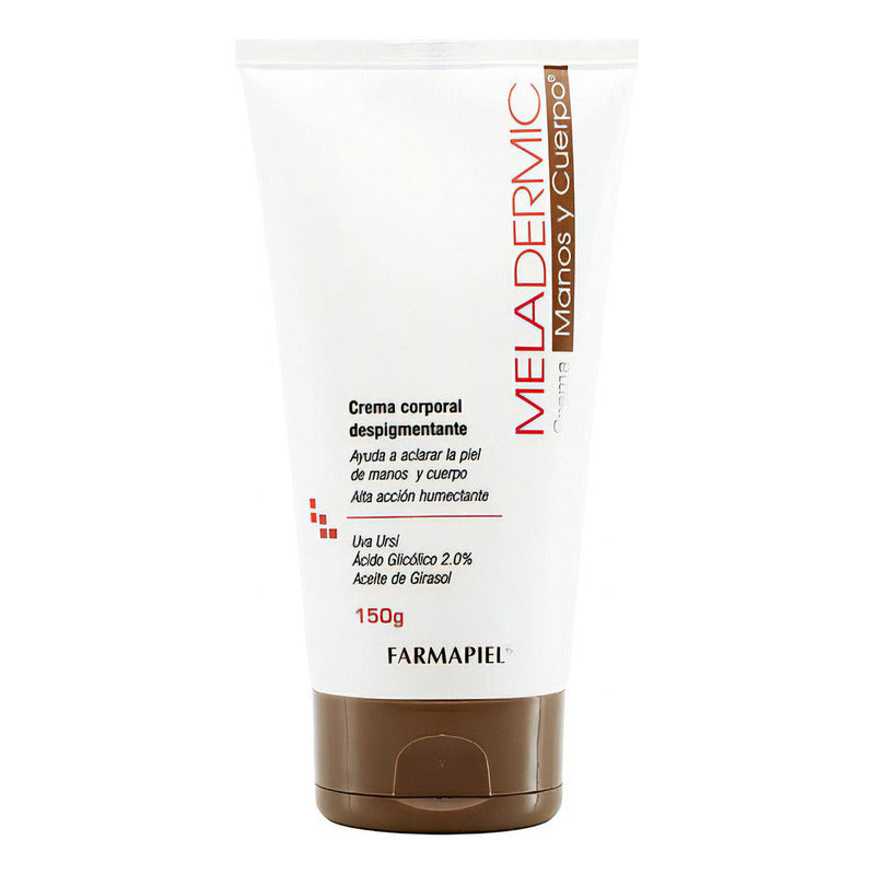 Crema Despigmentante Corporal Meladermic 150 G Tratamiento Para El Palo Aclara Manchas En Manos Axilas Inlgles Y Zonas Extensas Del Cuerpo Contiene Uva Ursi Ácido Glicólico Grado Dermatológico