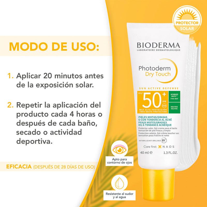 Bioderma Photoderm Dry Touch Bloqueador Solar Neutro 40ml