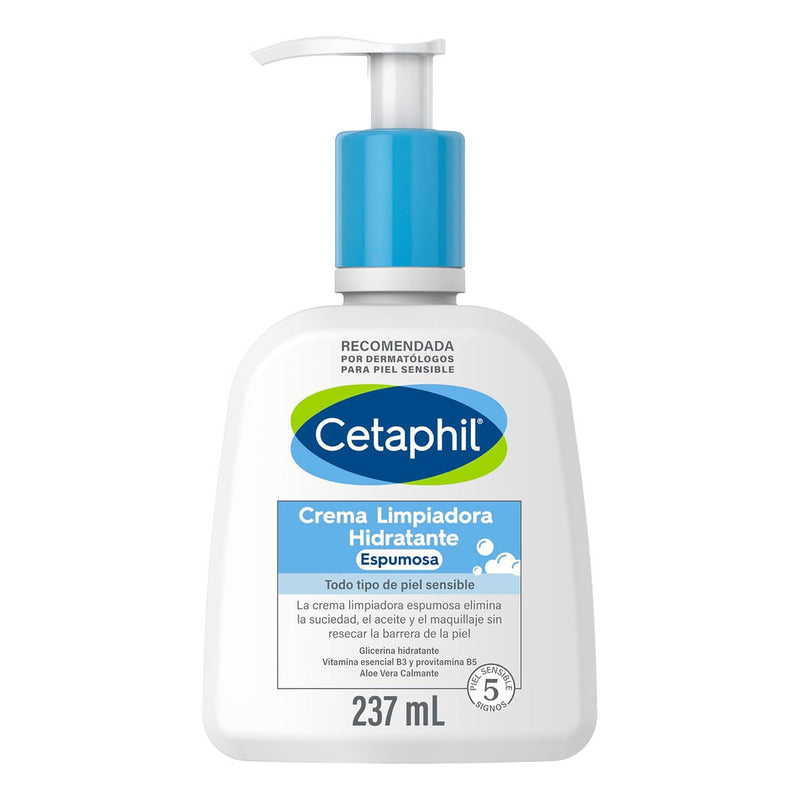 Cetaphil Crema Limpiadora Hidratante Espumosa, Piel Sensible, Uso Día Y Noche, 237 Ml