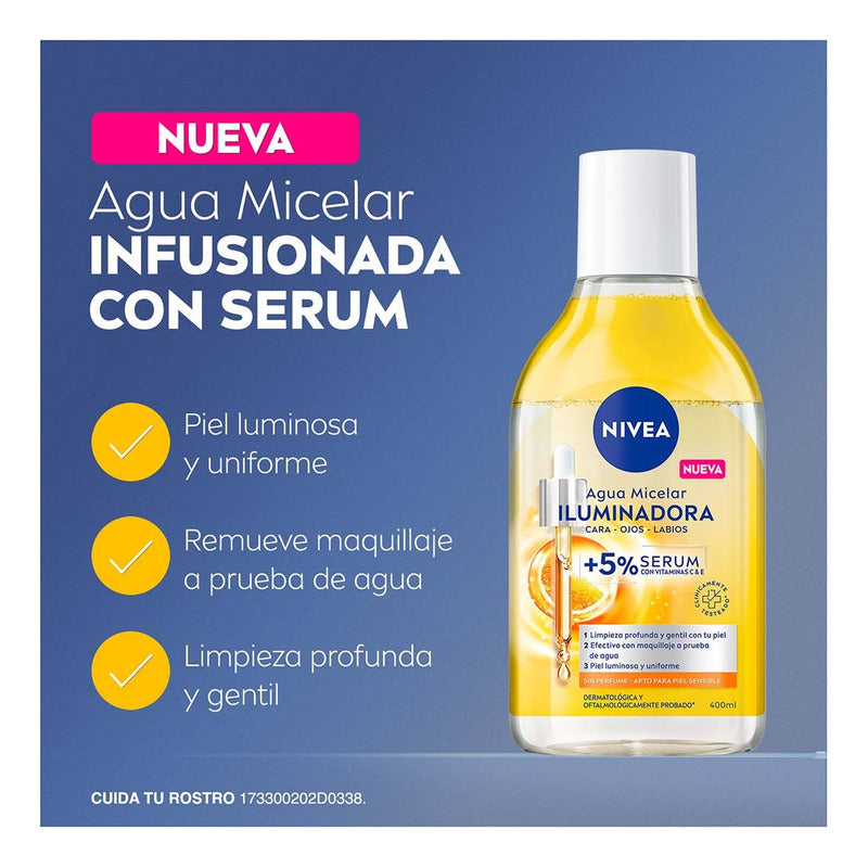 Nivea Agua Micelar Iluminadora 400 Ml | Limpia E Hidrata Día/noche Todo Tipo De Piel