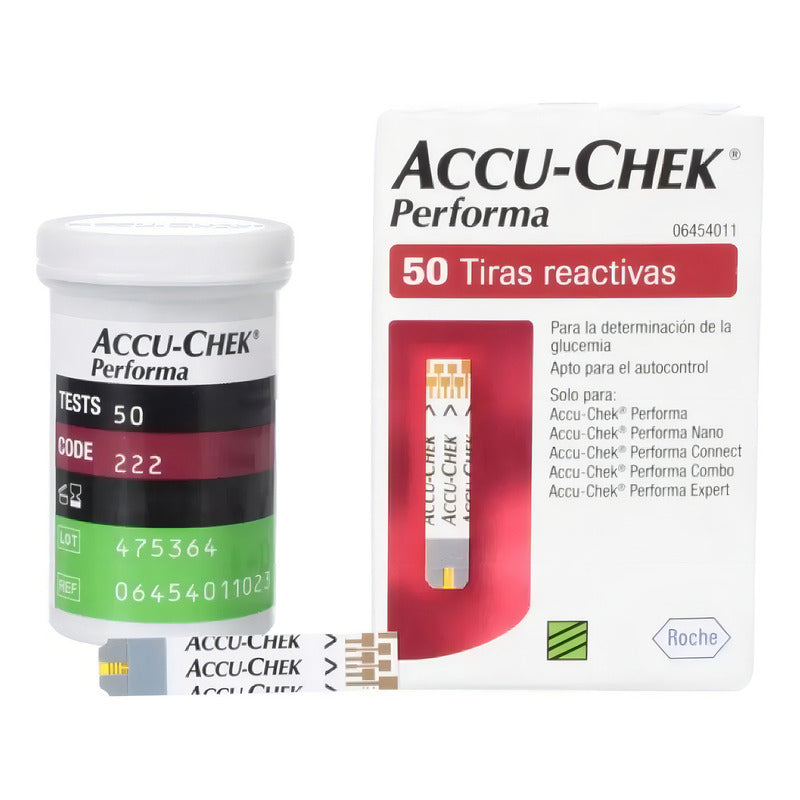 Tiras Reactivas De Glucosa Accu Check Performa Caja 50 Pzas Color Rojo