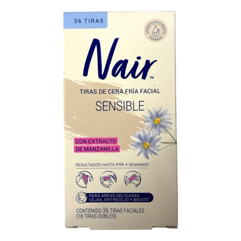 Nair Sensible Tiras De Cera Fría Corporal 36 Piezas