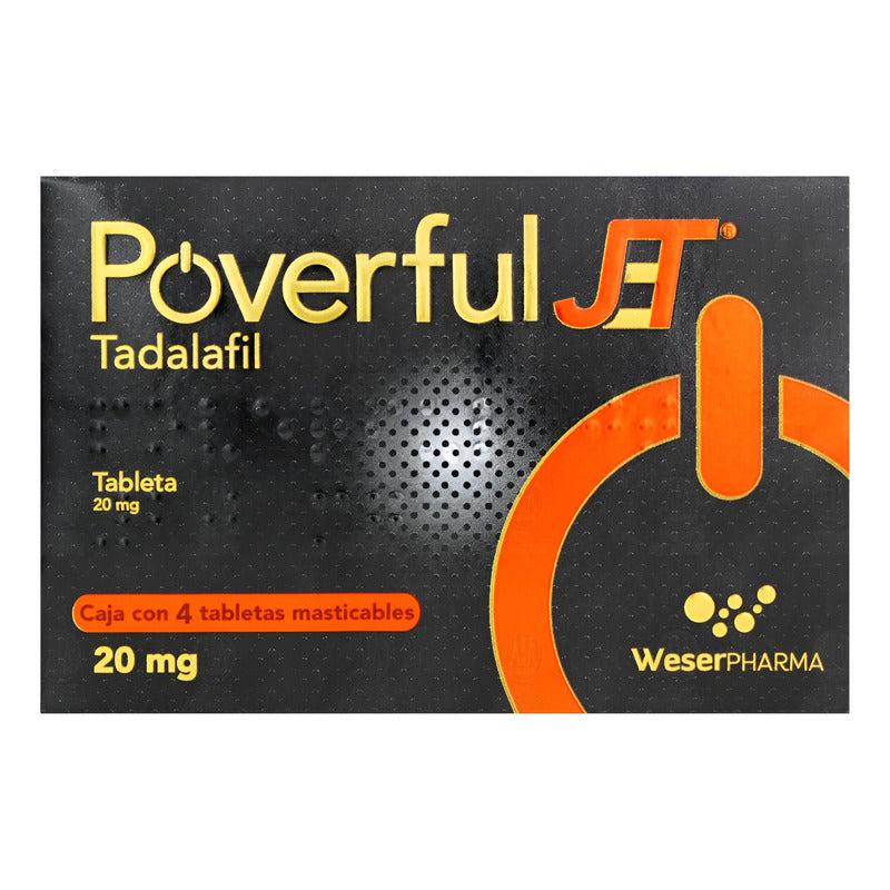 Proverful Jet Tadalafil 20mg 4 Tabletas Masticables Naranja