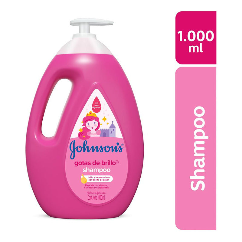 Shampoo Johnson's Shampoo Infantil Gotas De Brillo De Aceite De Argán En Dosificador De 1000ml Por 1 Unidad