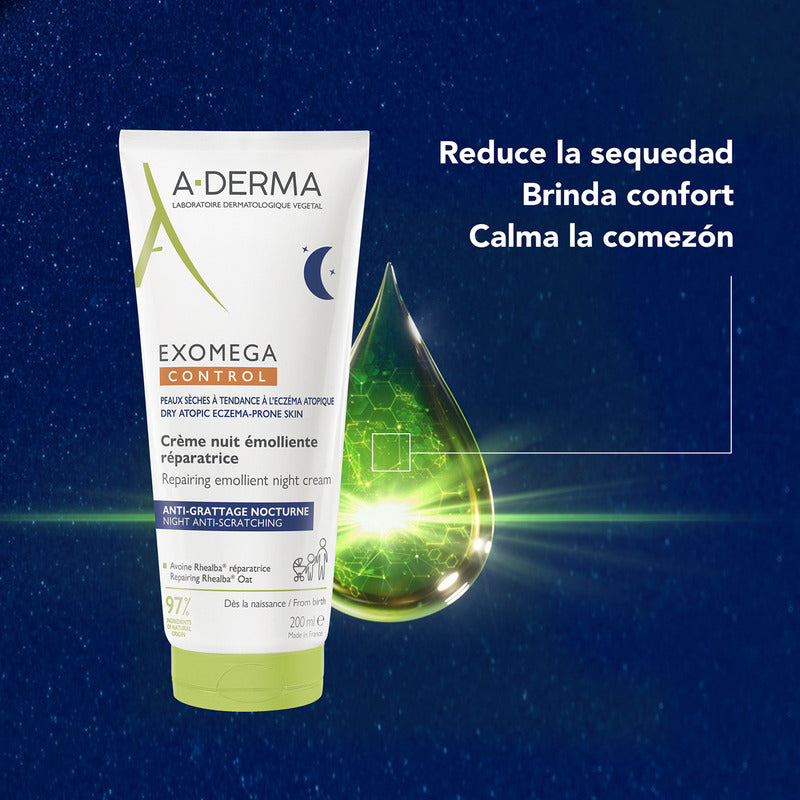 A-derma Exomega Control Noche Emoliente Anti-comezón 200 Ml Neutra
