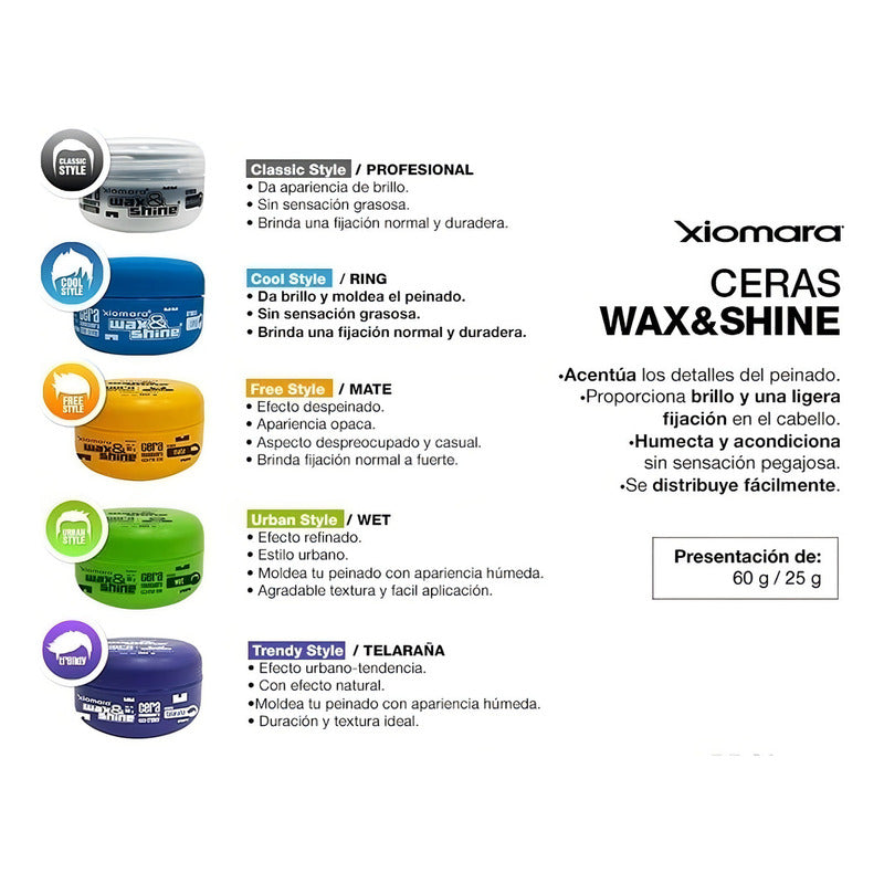 Cera Para Peinar Xiomara Wax & Shine Modeladora Mate 60g