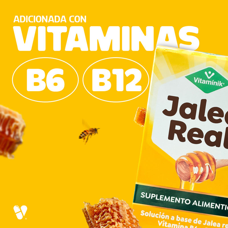 Jalea Real Miel Vitamínik 10 Sobres De 10 Ml Vitaminas B6 Y B12 Sabor Sin Sabor