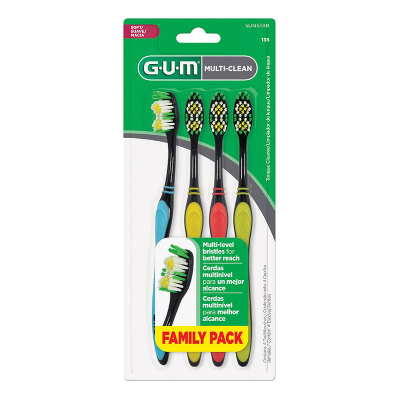 Pack X4 Gum Cepillo Multi Clean