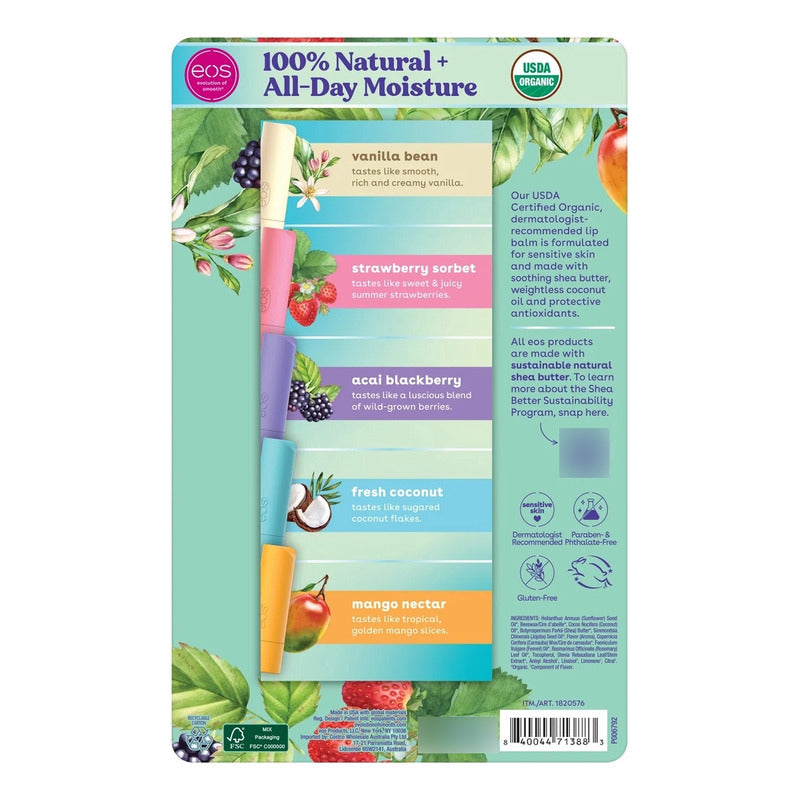 Eos Pack 9 Bálsamos Labiales Orgánicos Sabor Frutas