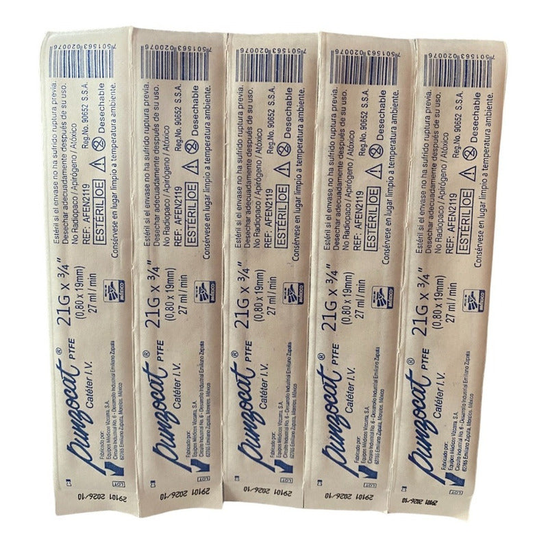 Punzocat Catéter 21gx19mm (3/4) Blanco 5 Piezas