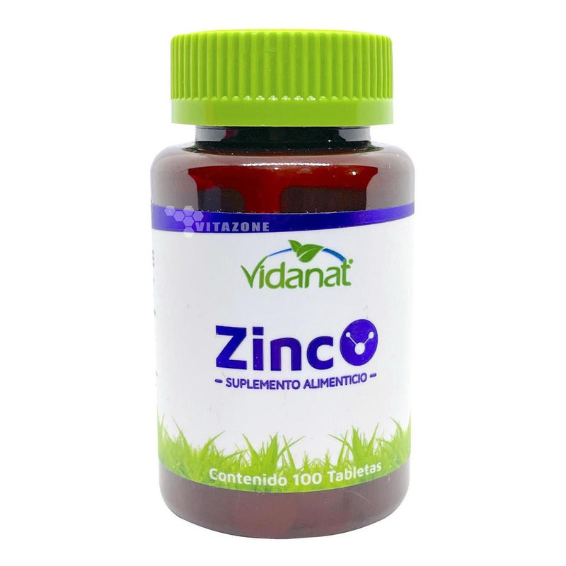 Zinc Suplemento Vidanat 100 Tabs Sin Sabor