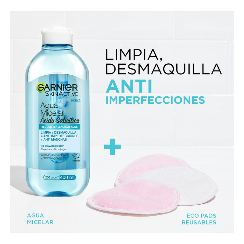 Agua Micelar Ácido Salicílico Skinactive 400ml Garnier