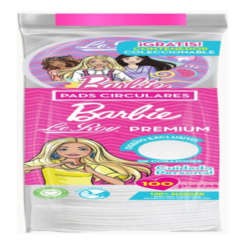 Le Roy Pads Circulares Barbie + Portapads De Regalo 100pz