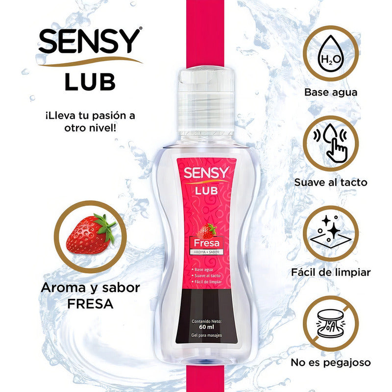Lubricante Comestible Sensy Lub Con Aroma Y Sabor Fresa 60 Ml
