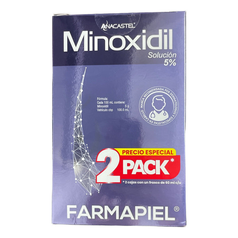 Pack 2 Minoxidil Solución 5% 2 Frascos Con 60 Ml C/u