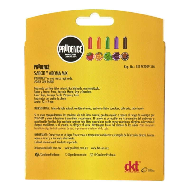 20 Condones De Látex Prudence Mix Lubricados Sabor Y Aroma