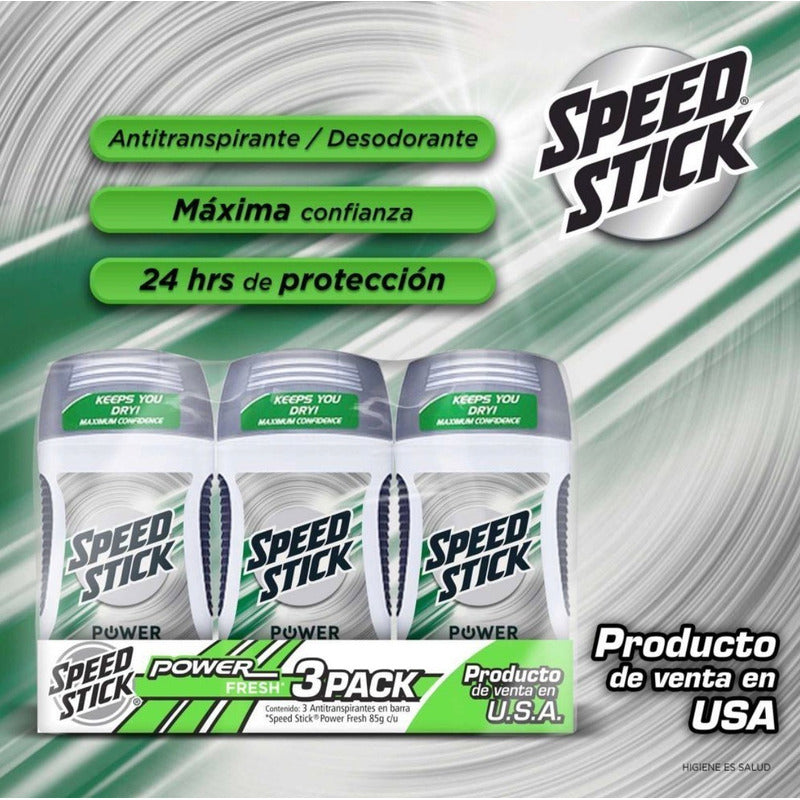 Pack 3 Desodorantes Speed Stick Power Fresh 85g Cu