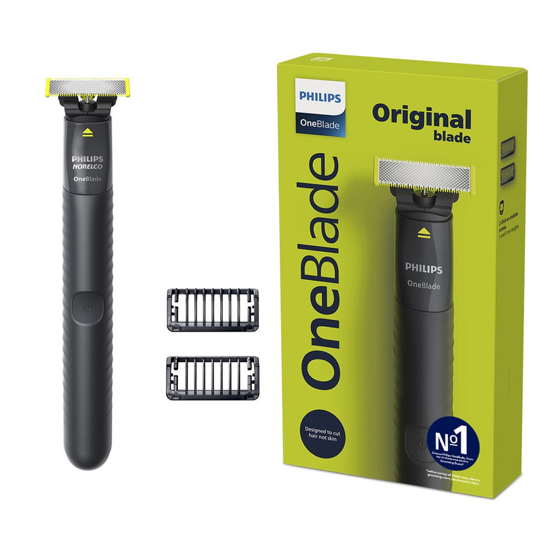 Afeitadora Philips One Blade Qp1424 Gris Con 2 Peines Guía - Verde