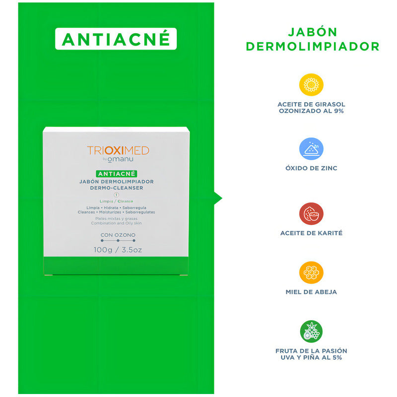 Antiacné Jabón Dermolimpiador 100 G - Trioximed By Omanu