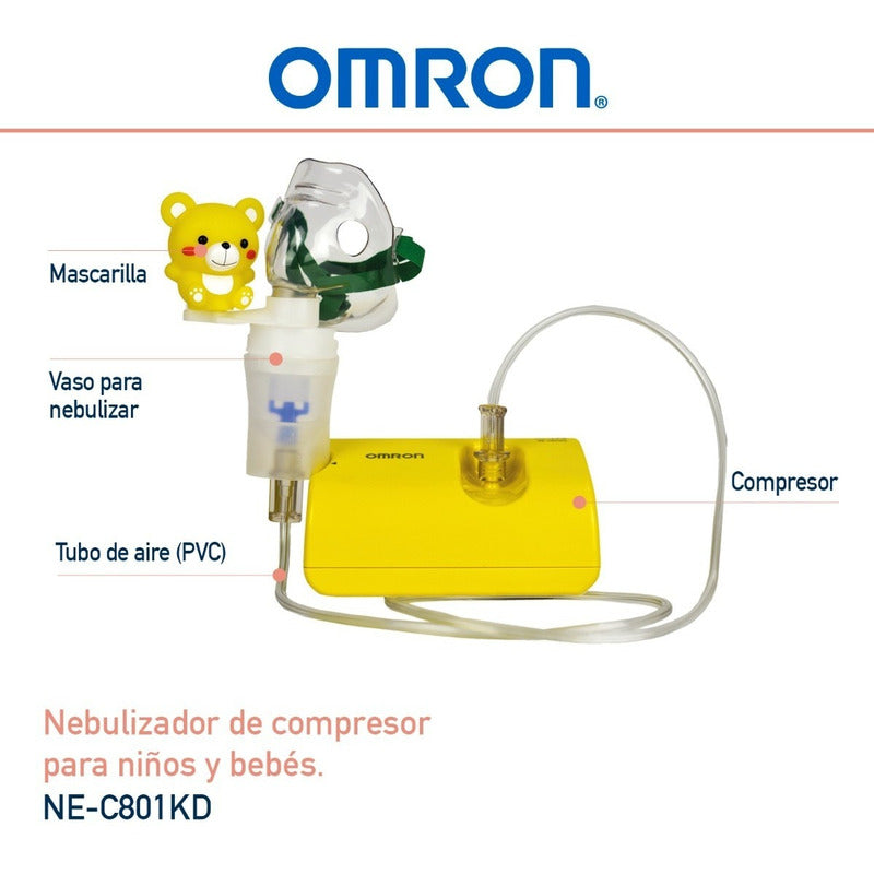 Omron Nebulizador De Compresor Ne-c801kd Caja Con 1 Equipo Color Amarillo