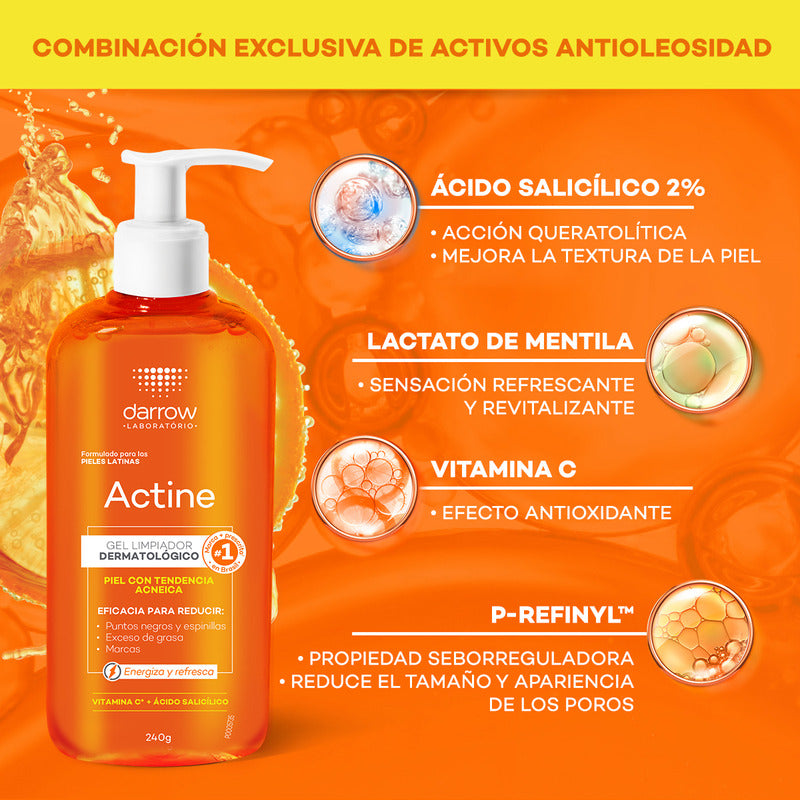 Gel Limpiador Facial Darrow Actine Vitamina C 240g Piel Grasa O Con Tendencia Acnéica