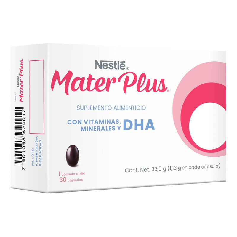 Multivitamínico Con Dha Nestlé Materplus Caja Con 30cápsulas Sin Sabor