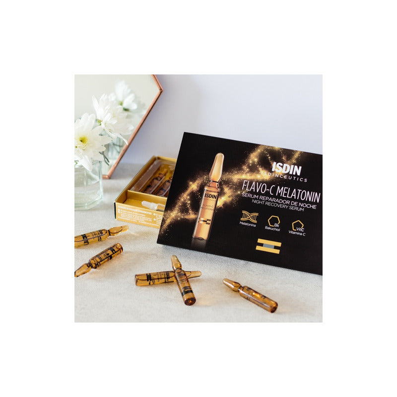 Isdinceutics Flavo-c Melatonin Ampolletas Reparadoras Noche 10x2 Ml Para Todo Tipo De Piel