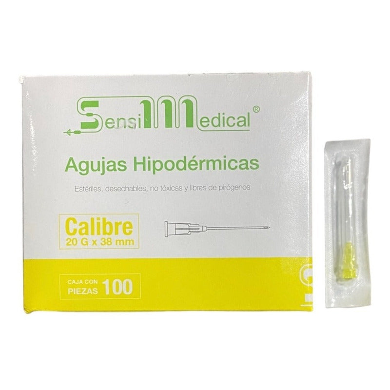 Aguja Hipodermica Sensimedical 20gx38mm 100 Piezas