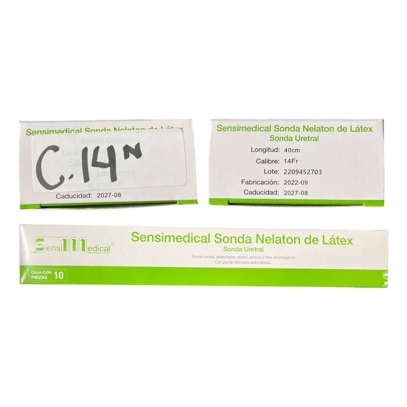 Caja 10 Sonda Nelaton De Látex Sensimedical Una Vía Calibres
