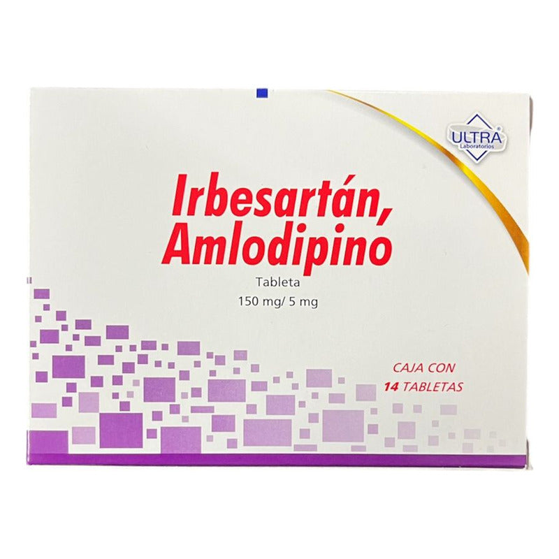 Irbesartán, Amlodipino 150mg/5mg 14 Tabletas