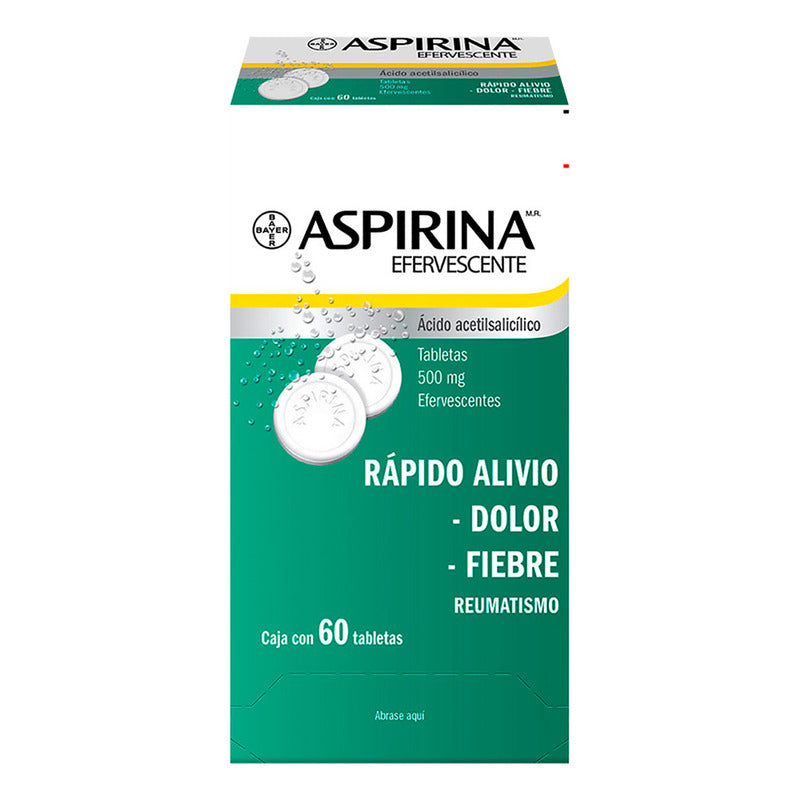 Aspirina Tableta Efervescente 500 Mg, 60 Tabletas