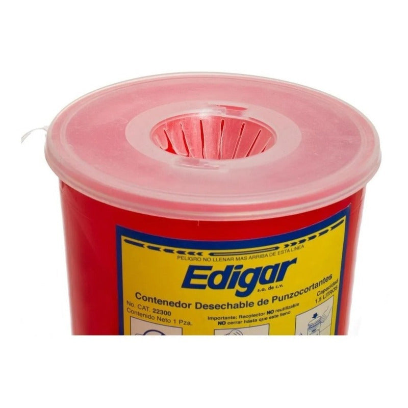 Edigar Contenedor Desechable De Punzocortantes 1.5 Litros
