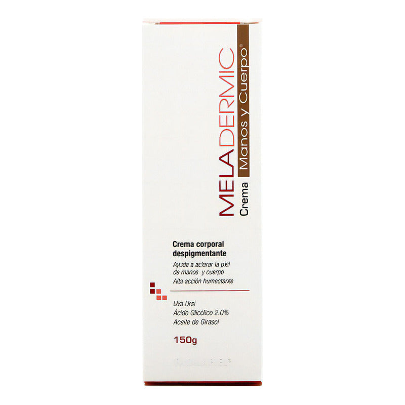 Crema Despigmentante Corporal Meladermic 150 G Tratamiento Para El Palo Aclara Manchas En Manos Axilas Inlgles Y Zonas Extensas Del Cuerpo Contiene Uva Ursi Ácido Glicólico Grado Dermatológico