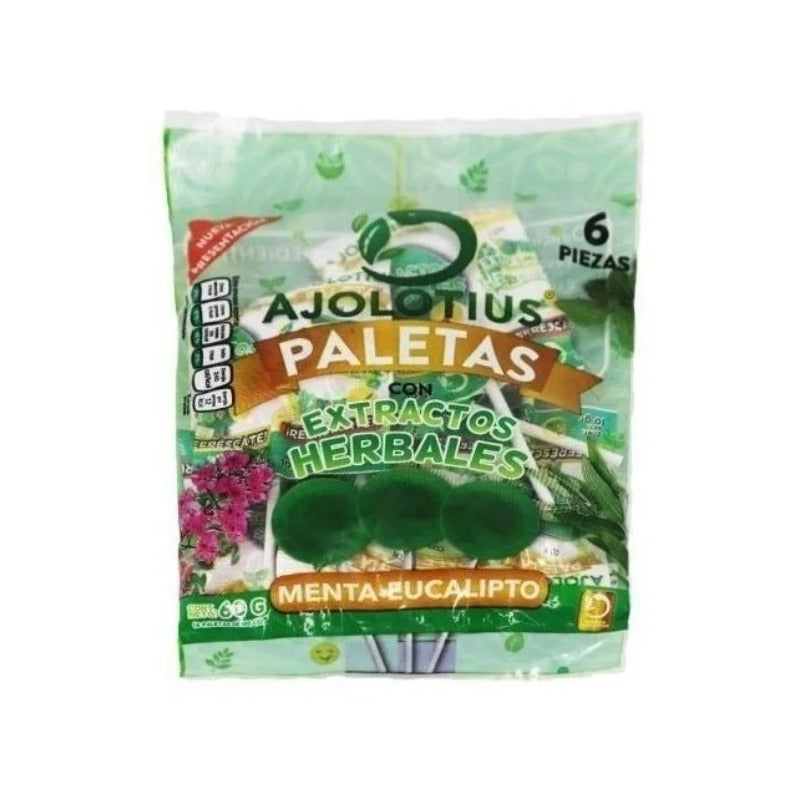 Paletas Ajolotius Herbales Menta Eucalipto 6 Piezas