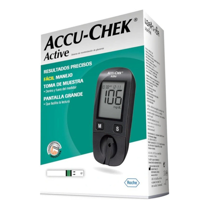 Accu Chek Glucómetro Active Con 10 Tiras Y 10 Lancetas Color Sin Color