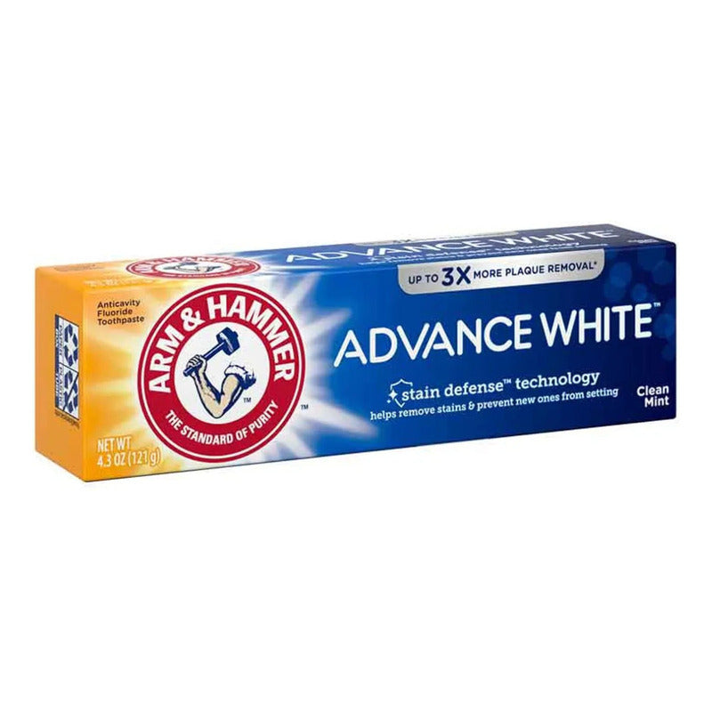 Arm & Hammer Pasta Dental Advance White Complete 121 G. Acción Blanqueadora Que Remueve Las Manchas, Con Bicarbonato De Sodio Y Peróxido. Aliento Fresco Duradero, Sabor Menta