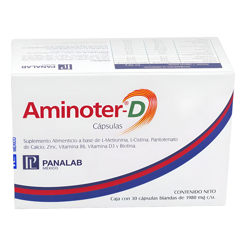 Aminoter D Suplemento Anti Caída De Cabello Vitamina D 30cap
