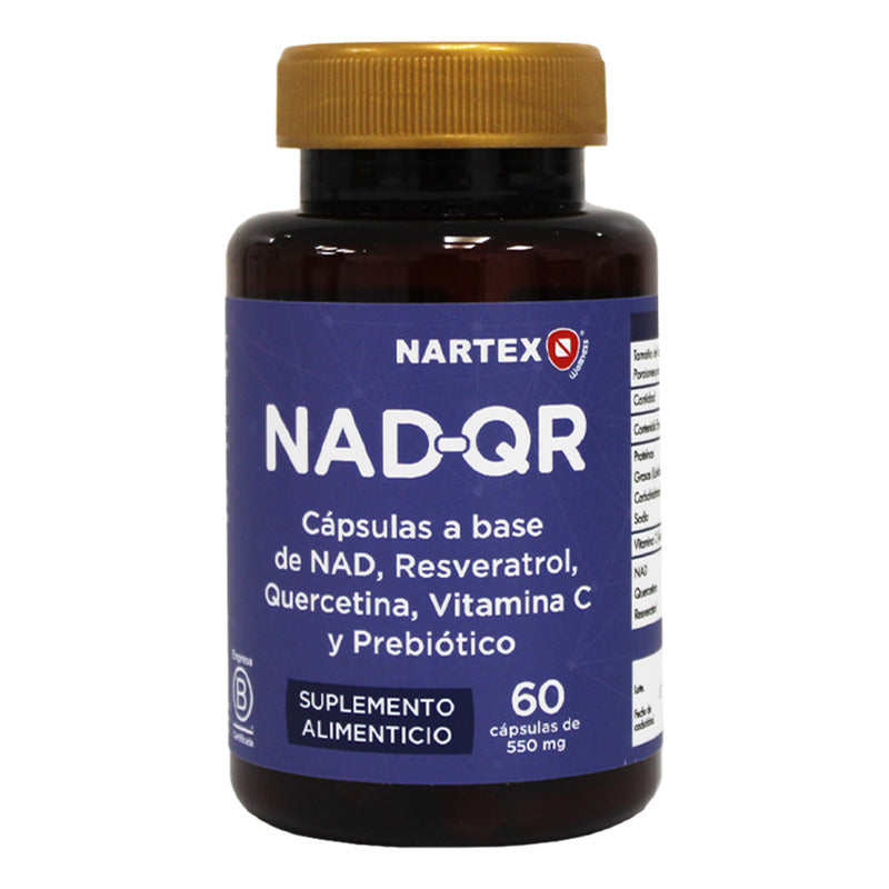 Nad+ Resveratrol, Vitamina C, Quercetina Y Prebióticos 60 Cápsulas 550mg Sin Sabor By Nartex Labs