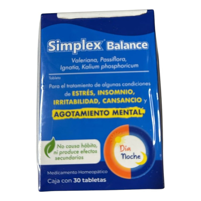 Simplex Balance 30 Tabletas Agotamiento Mental Y Cansancio Sin Sabor