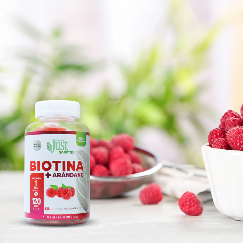 Biotina + Arándano Olnatura Just 120 Gomitas Sabor Frambuesa