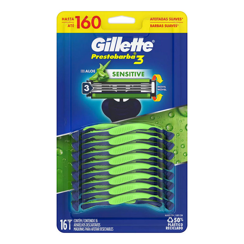 Rastrillos Desechables Gillette Prestobarba 3 Con 16 Piezas