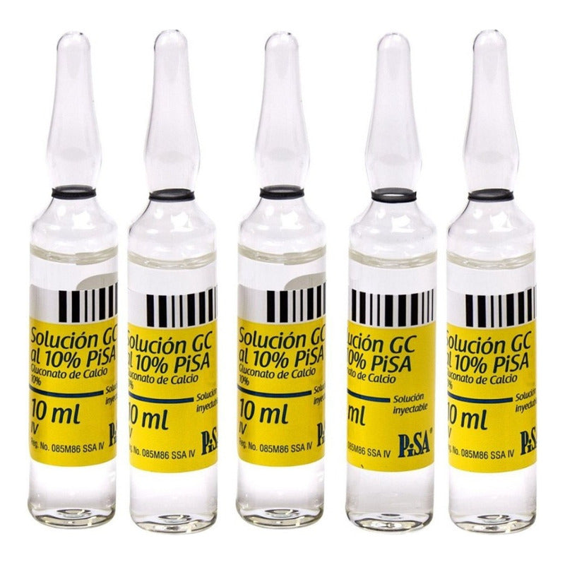 Pisa Gluc De Cal 10% 10ml 5 Piezas