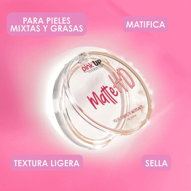 Pink Up, Polvo Compacto Hd, Matificante, Pieles Mixtas Color Transparente