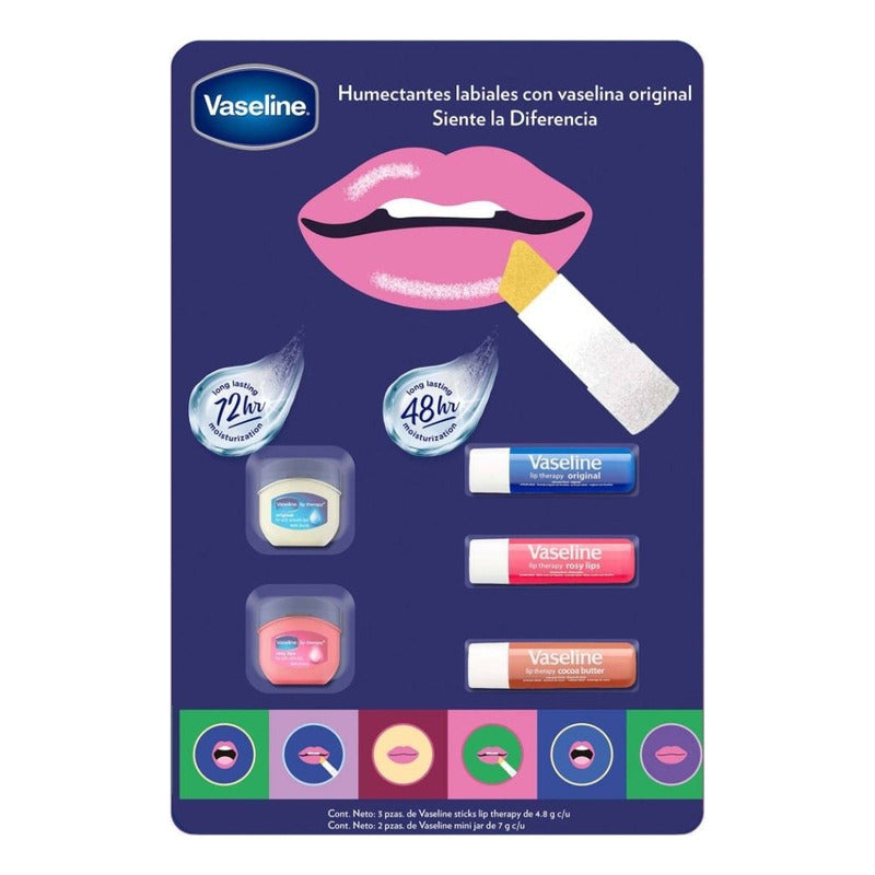 Vaseline Humectantes Labiales 3 Sticks Lip Y 2 Mini Jar 7g